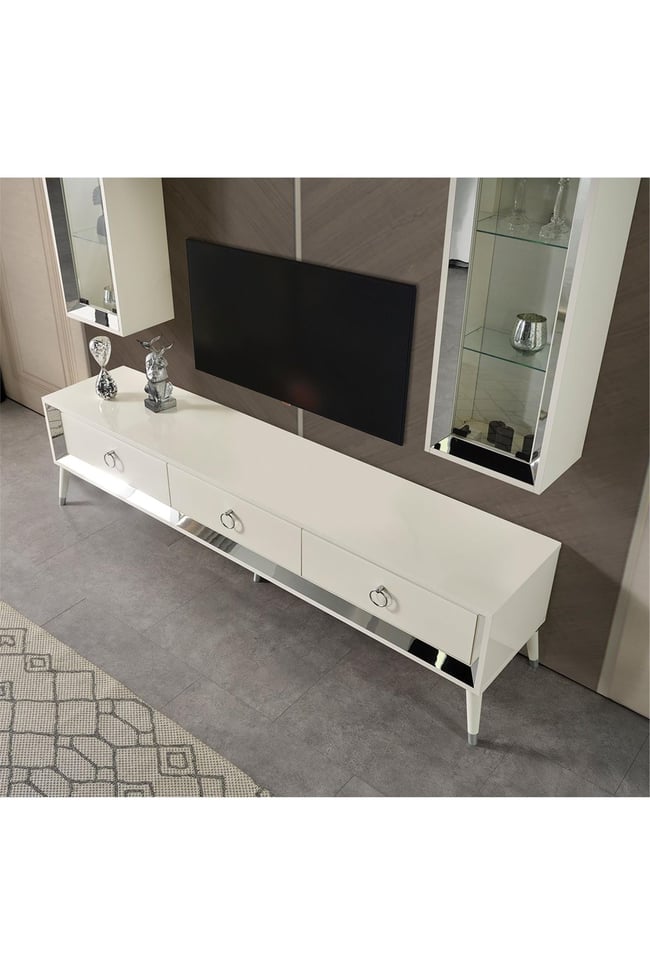 Eymense Lotus Tv Ünitesi Silver Beyaz Silver