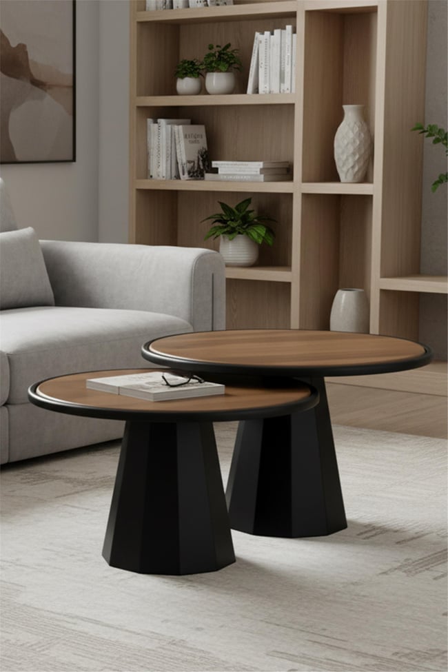 Eymense Luna İkili Orta Sehpa Seti Ceviz