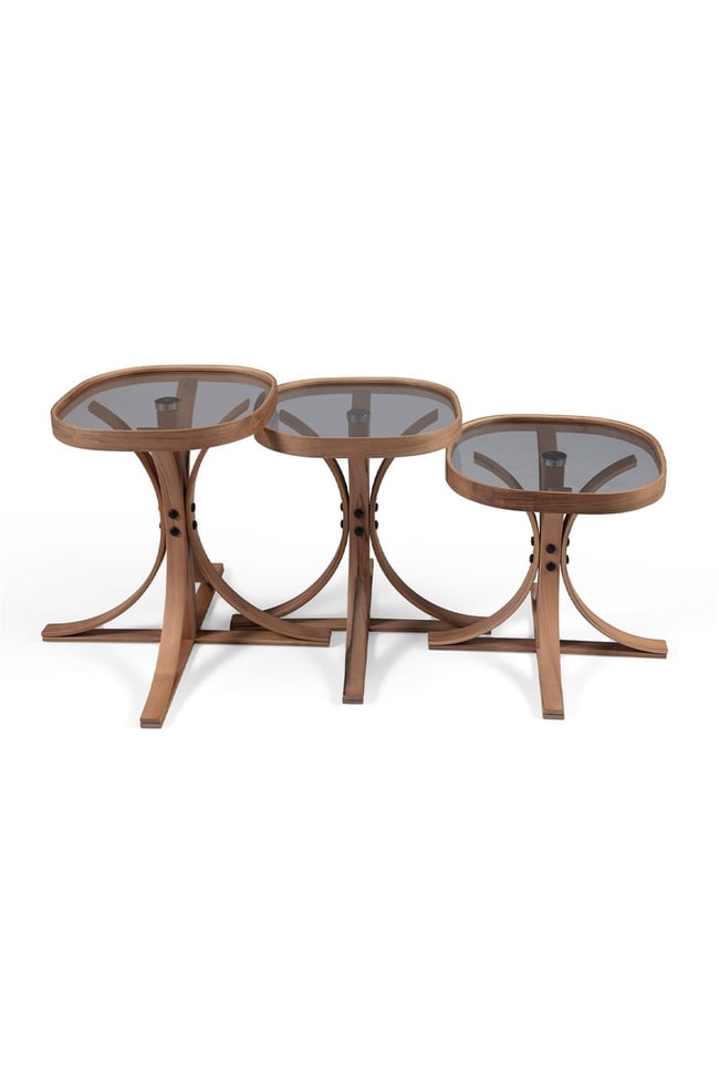 Eymense Mango Ceviz Füme Camlı Zigon Sehpa Ceviz