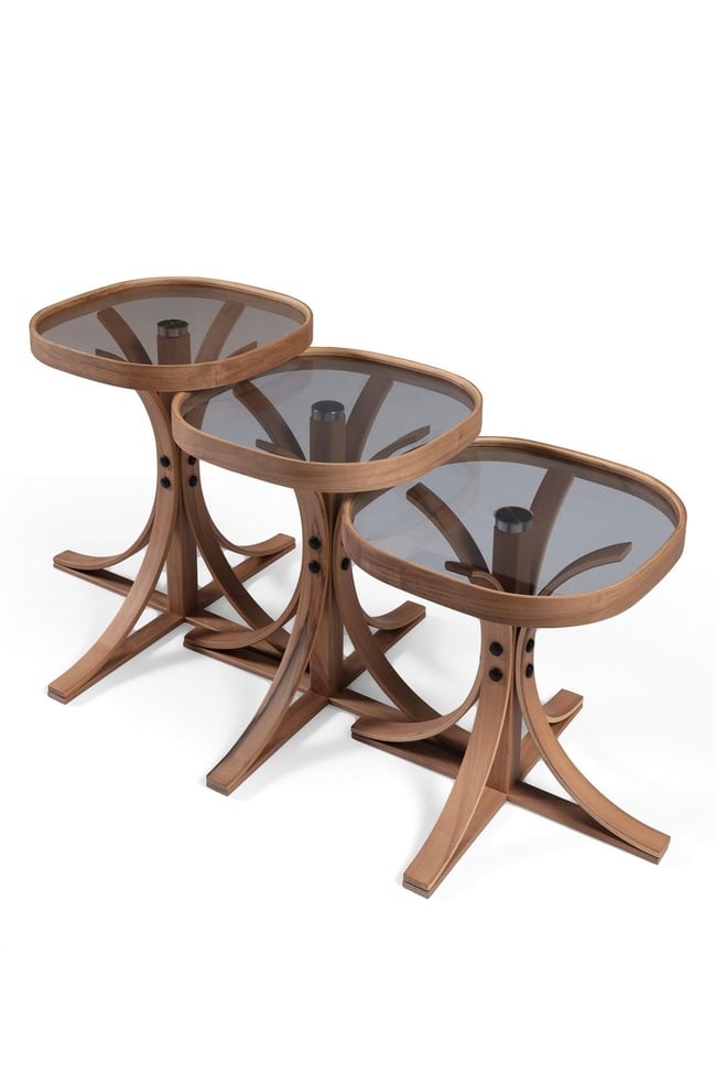 Eymense Mango Ceviz Füme Camlı Zigon Sehpa Ceviz