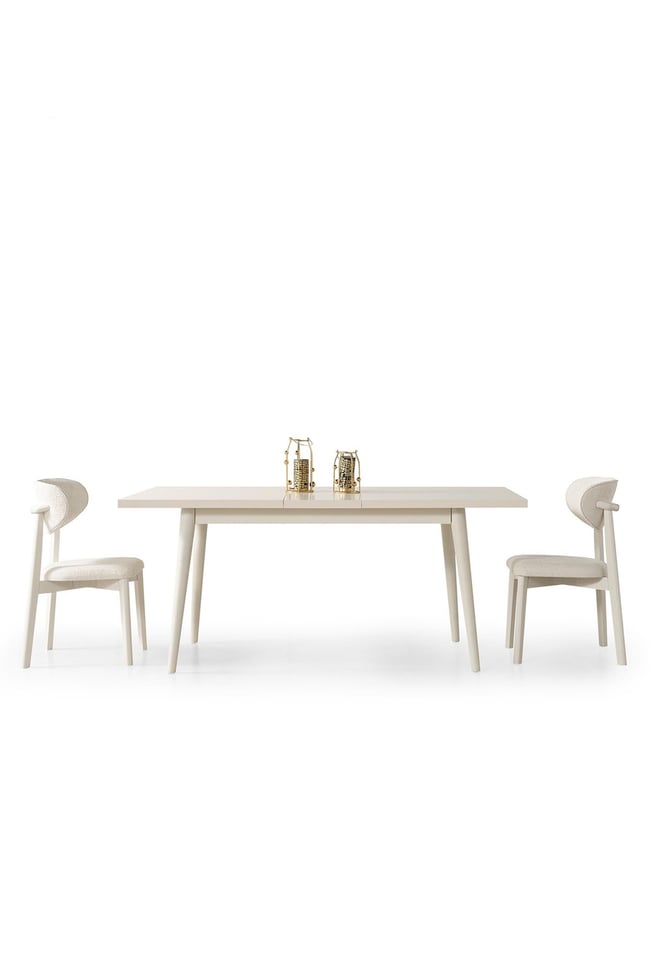 Eymense Masal Modern 4 Sandalyeli Açılır Masalı Yemek Masası Takımı Krem