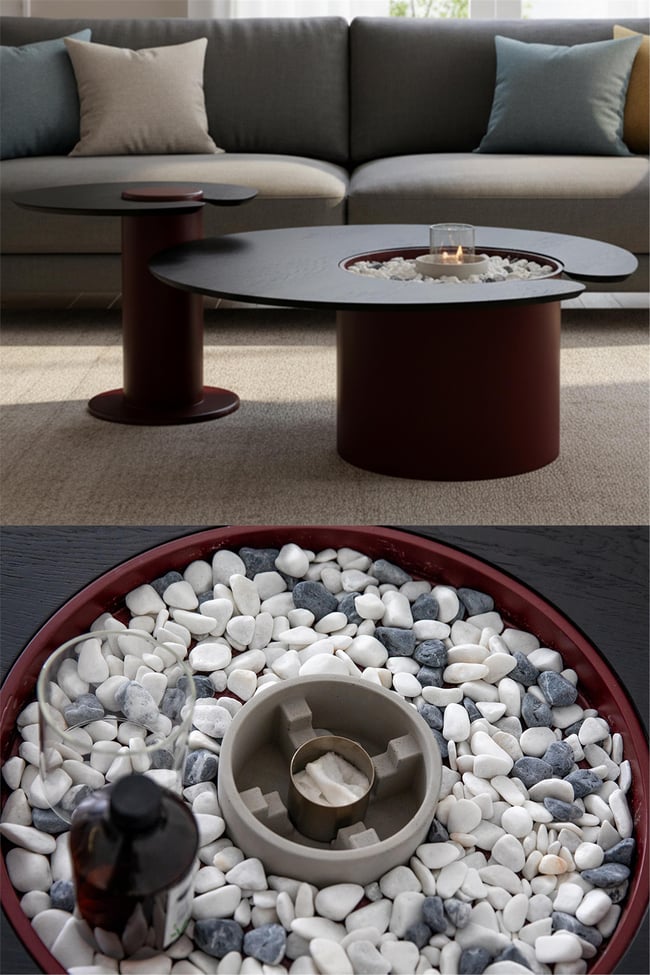 Eymense Monza Şömineli İkili Orta Sehpa Seti