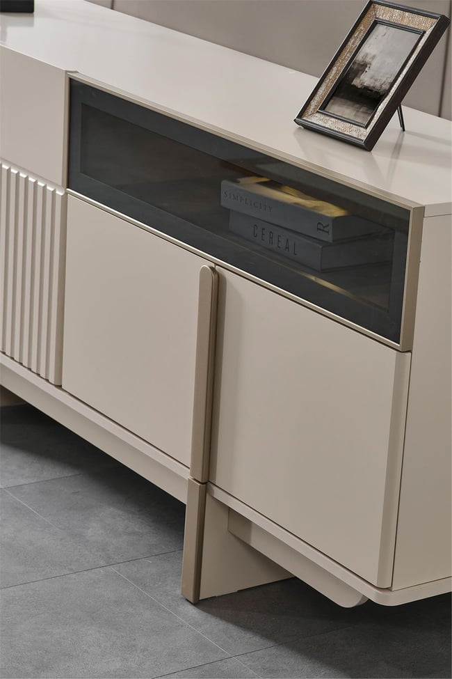 Eymense Oslo Aynalı Yemek Odası Konsolu Krem