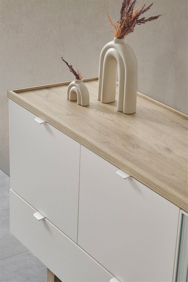 Eymense Palermo Aynalı Yemek Odası Konsolu Krem