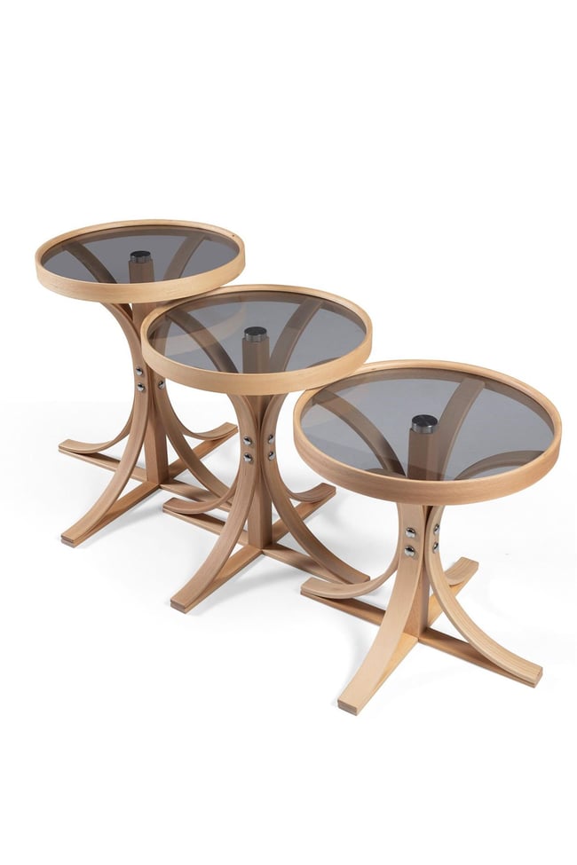 Eymense Palm Meşe Füme Camlı Zigon Sehpa Meşe