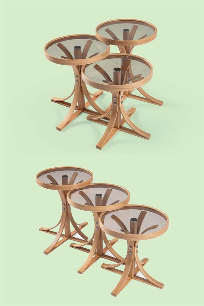 Eymense Palm Meşe Füme Camlı Zigon Sehpa Meşe