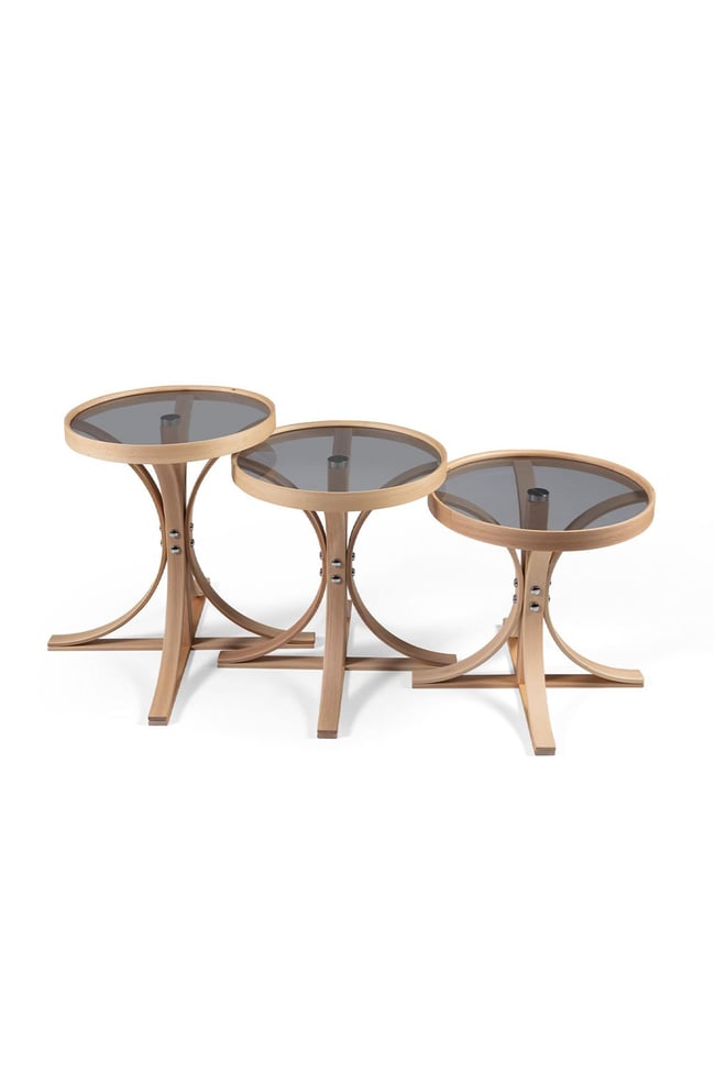 Eymense Palm Meşe Füme Camlı Zigon Sehpa Meşe