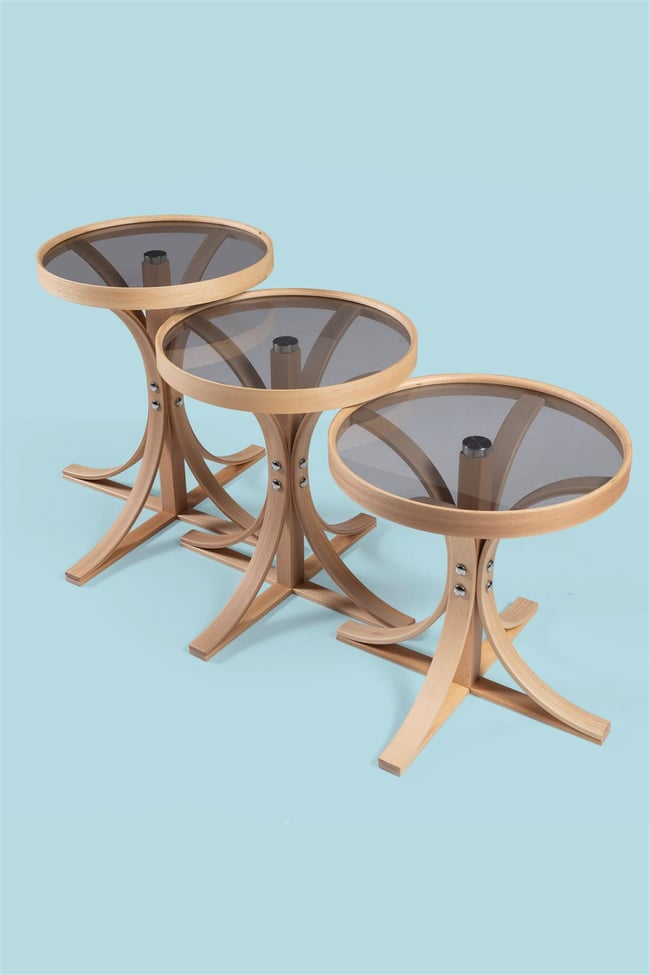 Eymense Palm Meşe Füme Camlı Zigon Sehpa Meşe