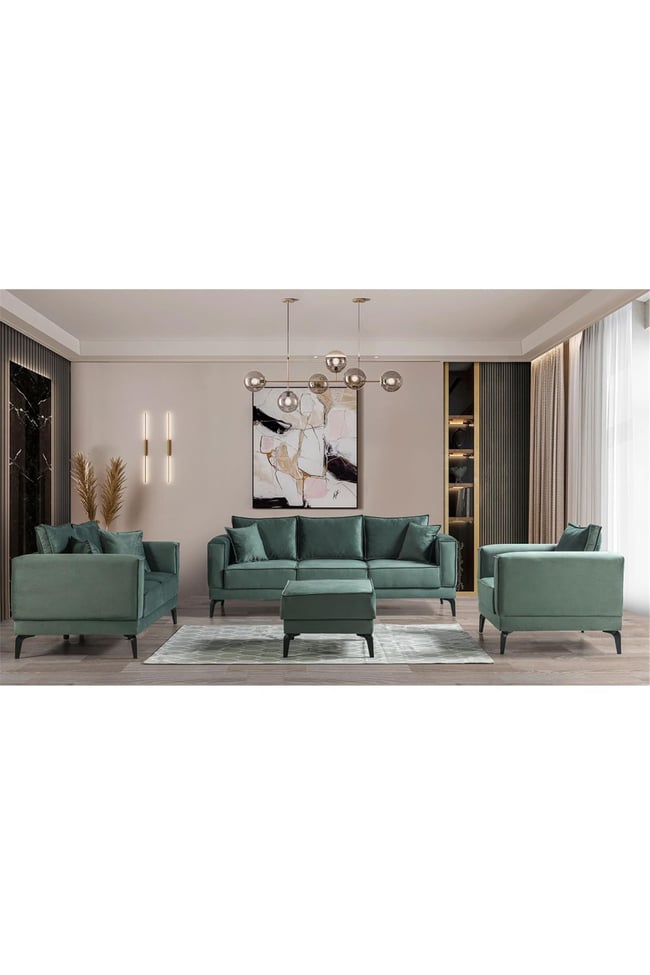 Eymense Pango Koltuk Takımı 3+2+1 Puf Yeşil