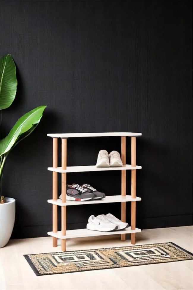 Eymense Pia 4 Raflı Kitaplık Çok Amaçlı Dolap Beyaz