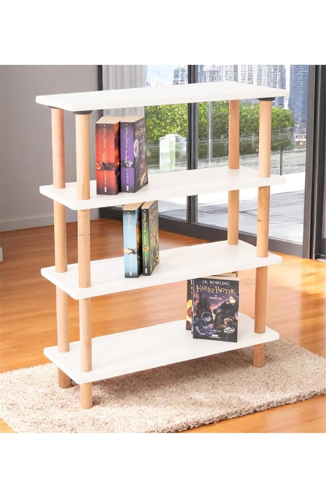 Eymense Pia 4 Raflı Kitaplık Çok Amaçlı Dolap Beyaz