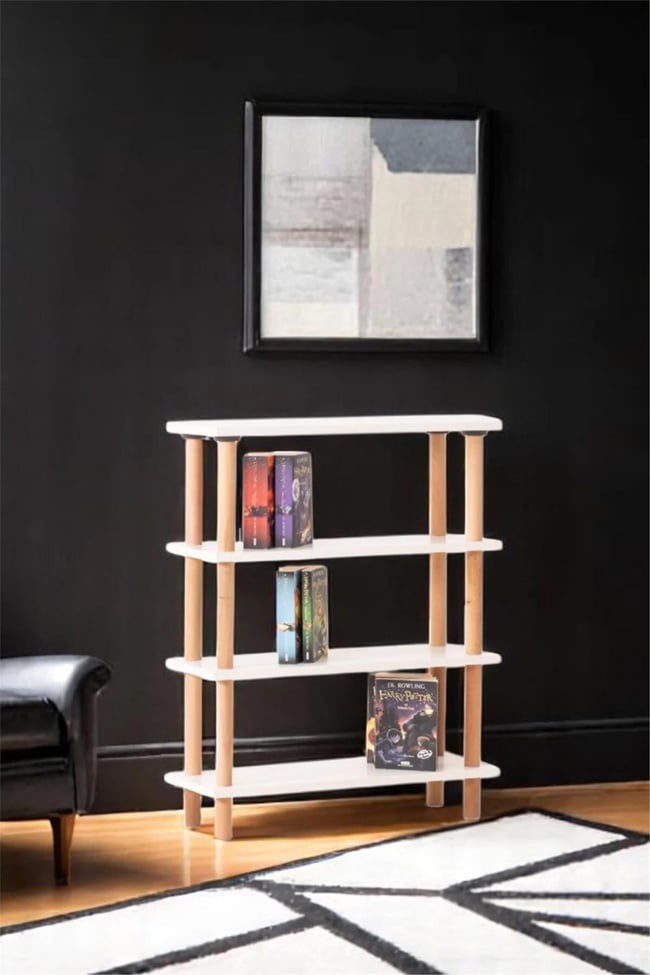 Eymense Pia 4 Raflı Kitaplık Çok Amaçlı Dolap Beyaz