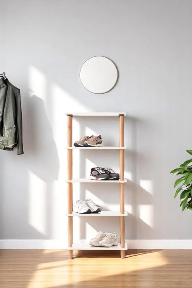 Eymense Pia 5 Raflı Kitaplık Çok Amaçlı Dolap Beyaz