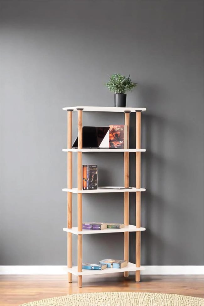 Eymense Pia 5 Raflı Kitaplık Çok Amaçlı Dolap Beyaz