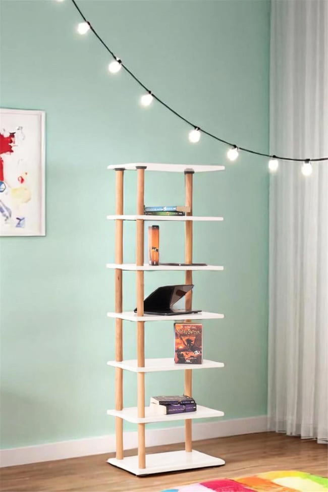 Eymense Pia 7 Raflı Kitaplık Çok Amaçlı Dolap Beyaz