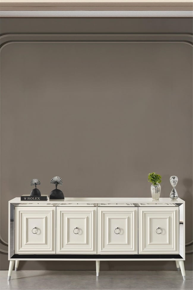 Eymense Rosa Silver Modern Konsol Beyaz