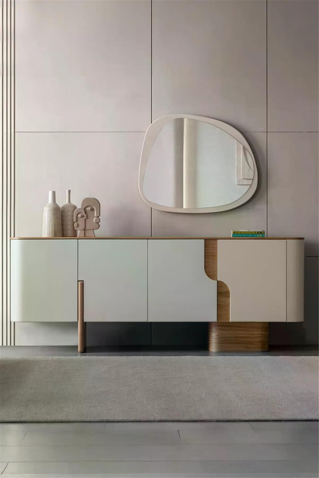 Eymense Salda Aynalı Yemek Odası Konsolu Krem