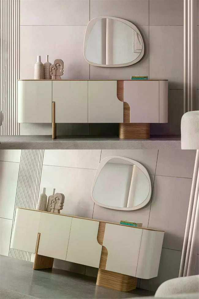 Eymense Salda Aynalı Yemek Odası Konsolu Krem