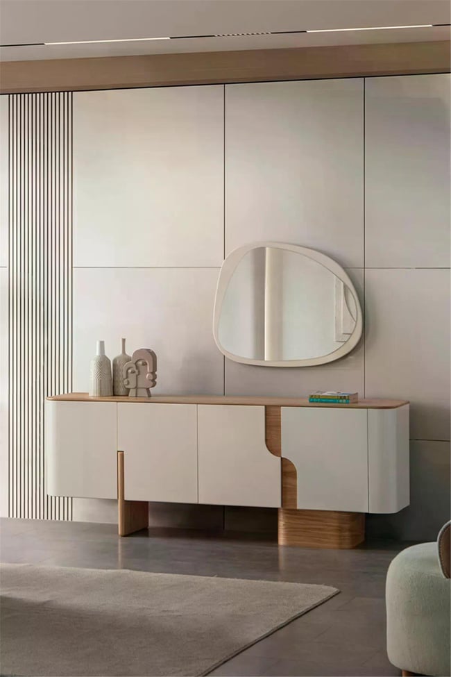 Eymense Salda Aynalı Yemek Odası Konsolu Krem