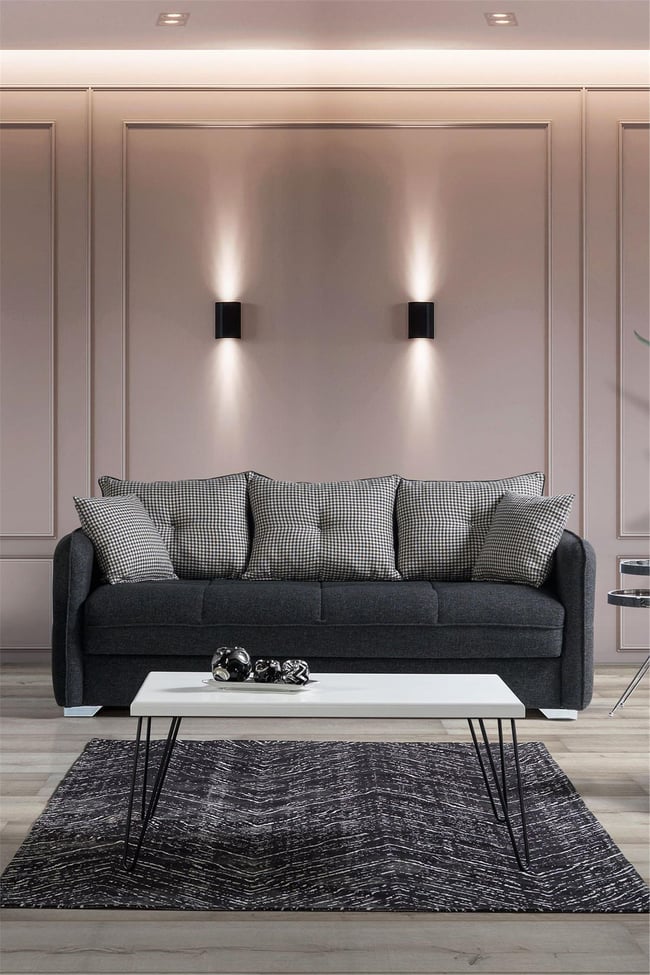 Eymense Torino Çekyatlı Üçlü Kanepe Çekyat Antrasit