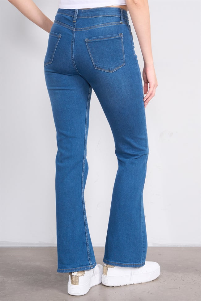 Fithit 7811 Bayan Jean İspanyol Paça Pantolon Mavi
