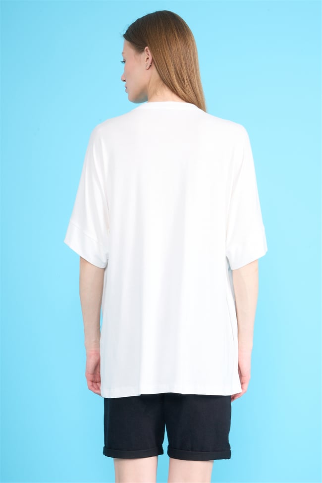 Gölbası Y26 O6820 014 Ekru Kadın T-shirt 44-50