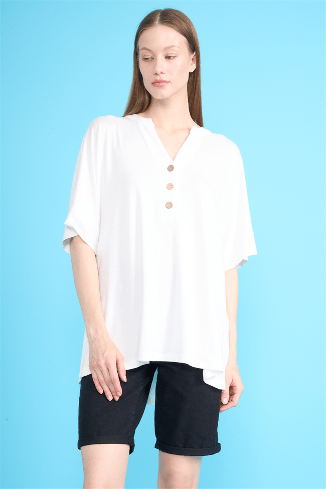 Gölbası Y26 O6820 014 Ekru Kadın T-shirt 44-50