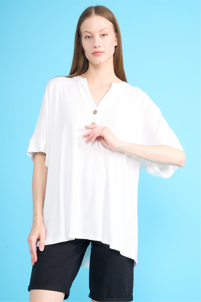 Gölbası Y26 O6820 014 Ekru Kadın T-shirt 44-50