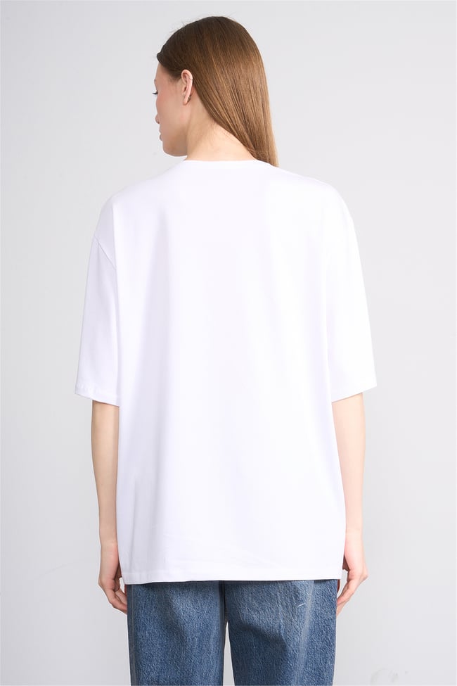 Helly Y26 Mb-6056 Ekru Kadın Stockholm Yazı Baskılı T-Shirt