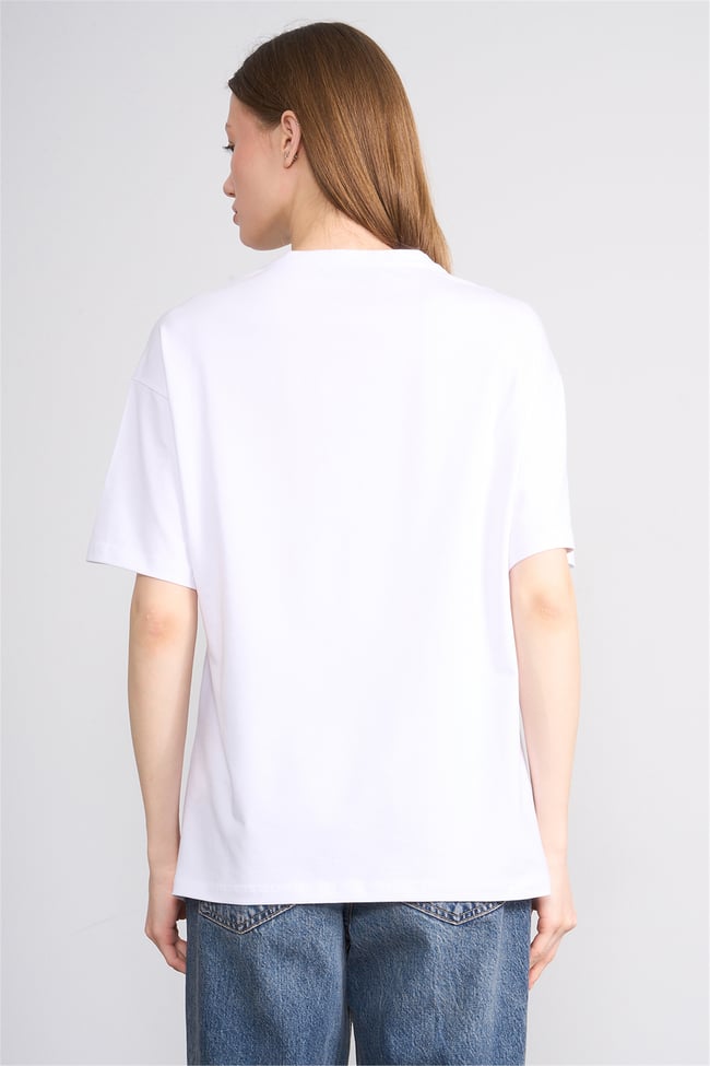 Helly Y26 Mb-7897 Ekru Kadın Yazılı T-Shirt S-Xl