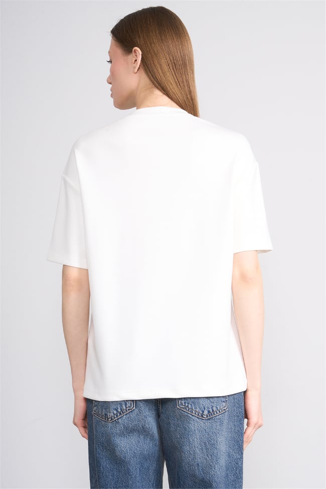 Helly Y26 Mb-8457 Ekru Kadın Yazılı T-Shirt S-Xl