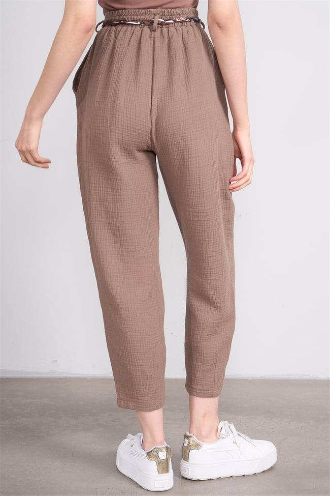 Hisset Y26 P2536 Vizon Kadın Müslin Paçası Pileli Pantolon 38-44