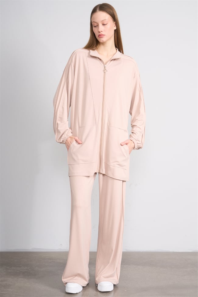 Hisset Y26 Tk2541 Bej Kadın Melisa Pantolonlu İkili Takım 38-44