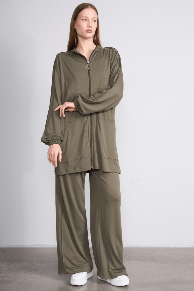 Hisset Y26 Tk2541 Haki Kadın Melisa Pantolonlu İkili Takım 38-44