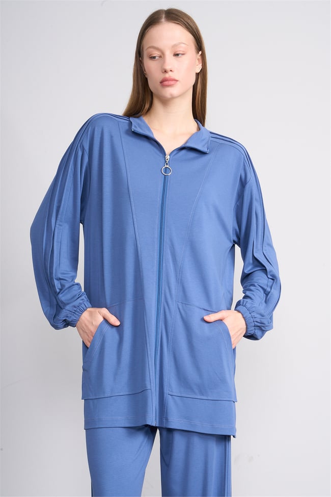 Hisset Y26 Tk2541 İndigo Kadın Melisa Pantolonlu İkili Takım 38-44