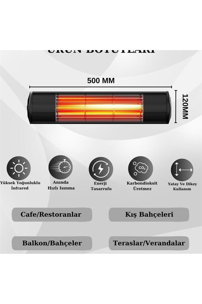 Hottable Classic Duvar Tipi Dış Mekan İnfrared Isıtıcı 2000 Watt