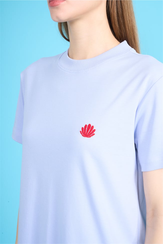 Ikoll Y26 1004963 028 Mavi İstiridye Nakışlı T-shirt