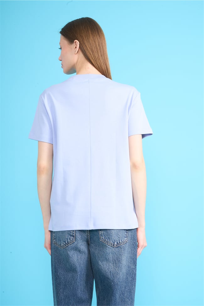 Ikoll Y26 1004963 028 Mavi İstiridye Nakışlı T-shirt