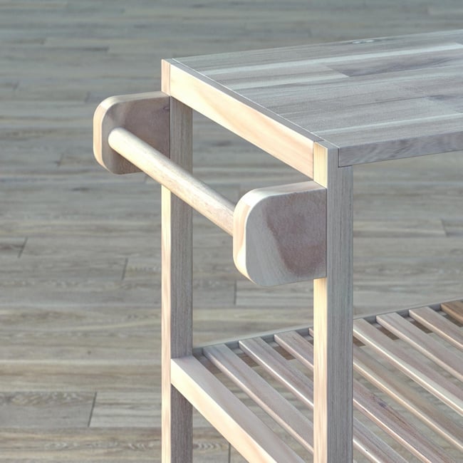 İnterbuild Masif Akasya Ahşap Holger Servis Arabası (799x349x850 mm) Org Beyaz - 674791