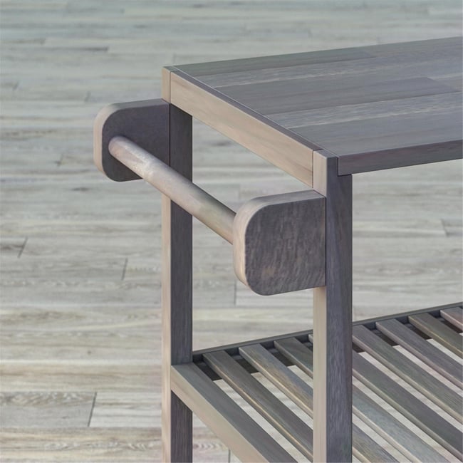 İnterbuild Masif Akasya Ahşap Holger Servis Arabası (799x349x850 mm) Alaca Gri - 674784