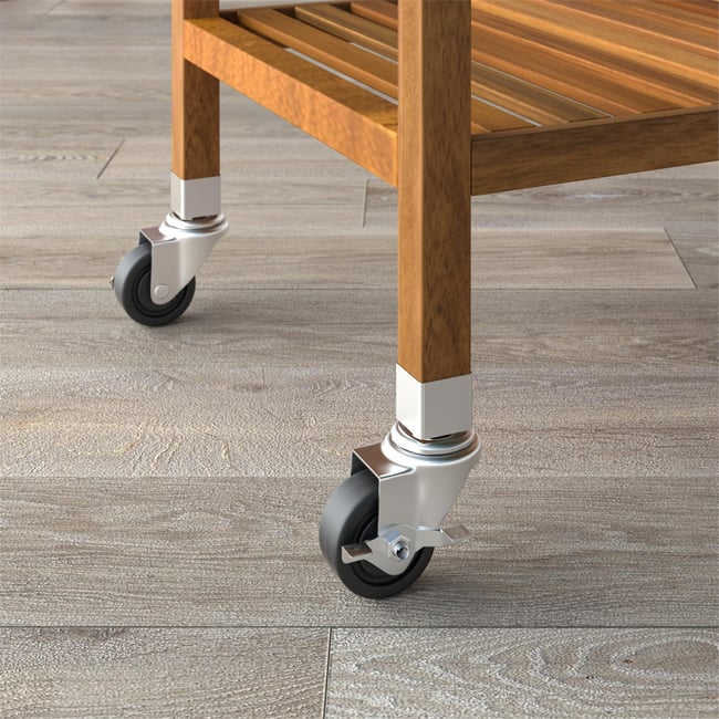 İnterbuild Masif Akasya Ahşap Holger Servis Arabası (520x520x850 mm) Altın Tik  -674807