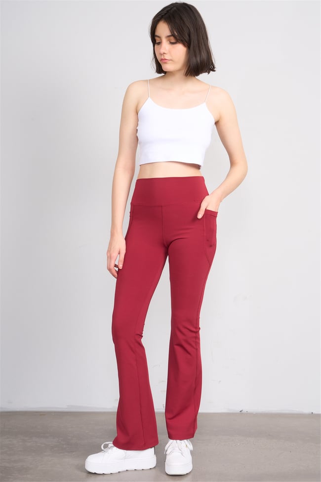 Jeneric Y26 21299 Bordo Kadın İspanyol Tayt S-Xl