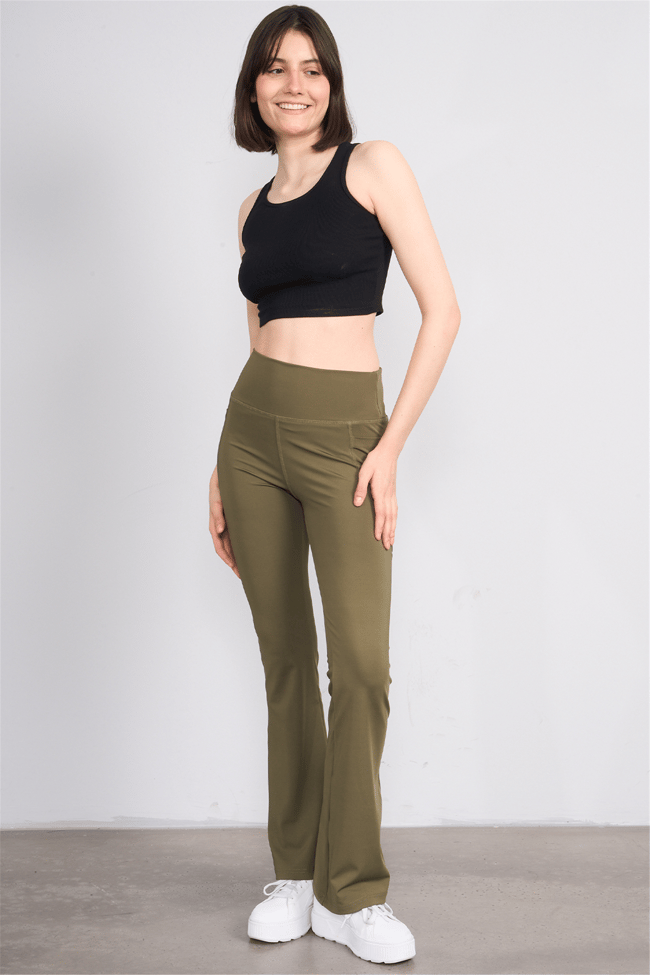 Jeneric Y26 21299 Haki Kadın İspanyol Tayt S-Xl