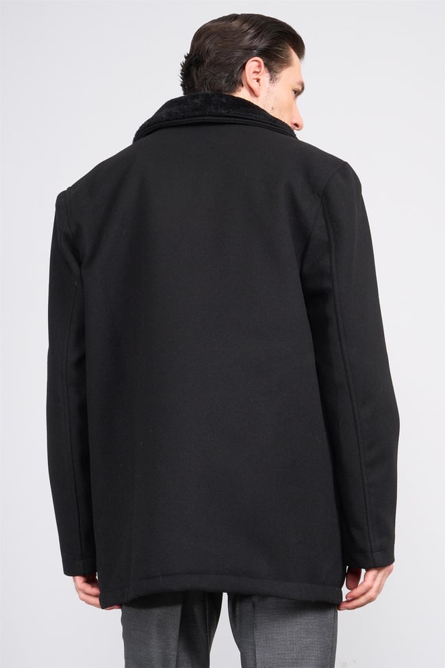 Kagı 2512 Siyah Erkek Yaka Kurklu Kase Kaban