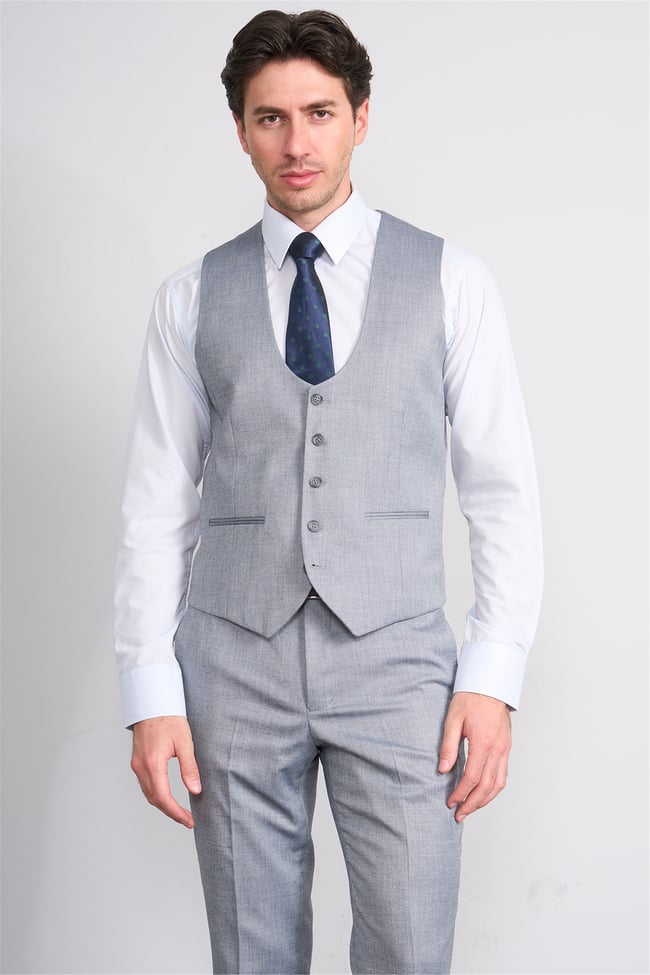 Kagi Vizon Erkek Pamuk Polyester Parma Yelekli Takım