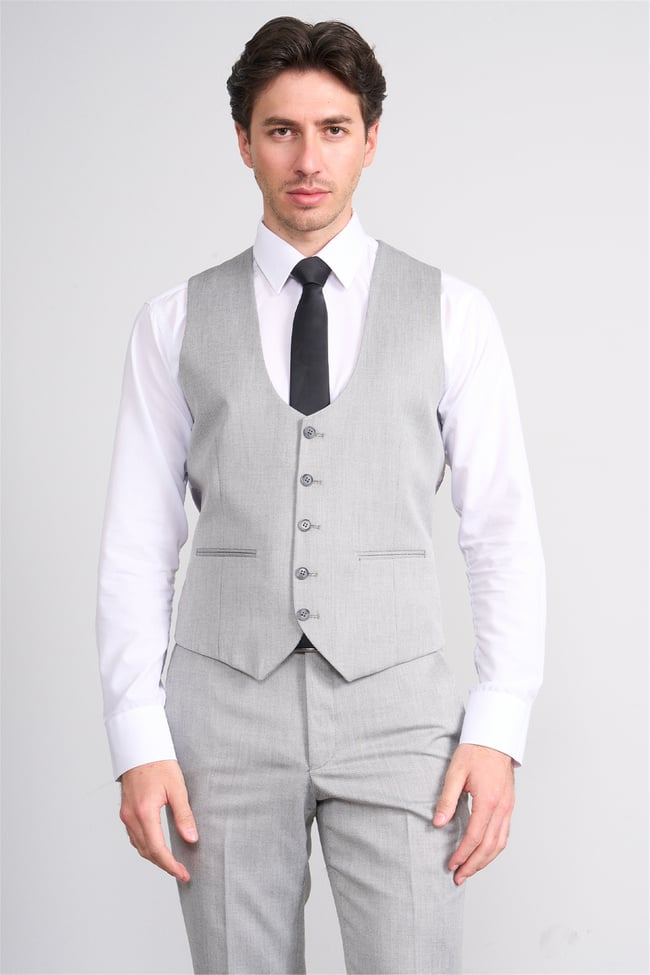 Kagi Vizon Erkek Pamuk Polyester Parma Yelekli Takım