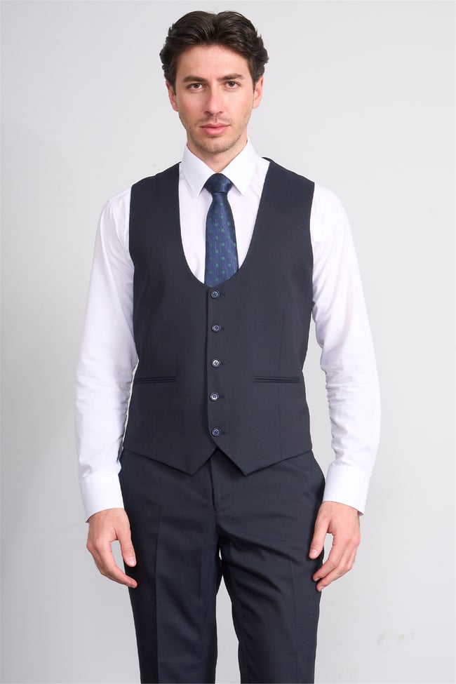 Kagi Y26 Eyfel Slim Fit Yelekli Takım Elbise Lacivert