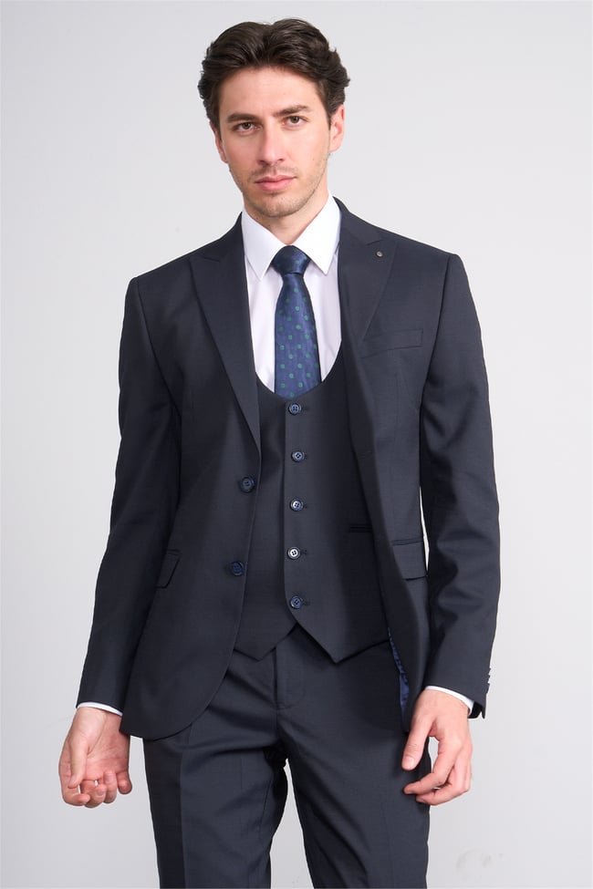 Kagi Y26 Eyfel Slim Fit Yelekli Takım Elbise Lacivert