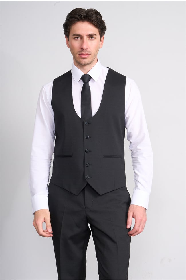 Kagi Y26 Eyfel Slim Fit Yelekli Takım Elbise Siyah