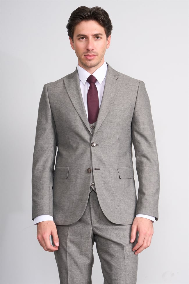 Kagi Y26 Eyfel Slim Fit Yelekli Takım Elbise Toprak
